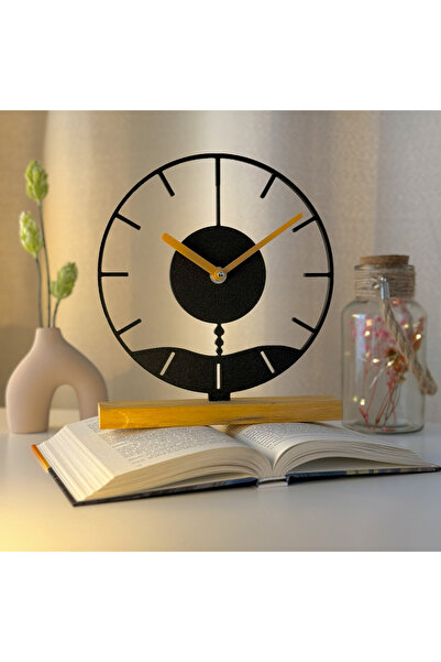OEM Desk clock, silent, 21.5 cm, black, 3D printed from PLA (Bioplastic) (1002)