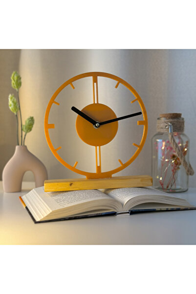 OEM Desk clock, silent, 21.5 cm, gold, 3D printed from PLA (Bioplastic) (1001)