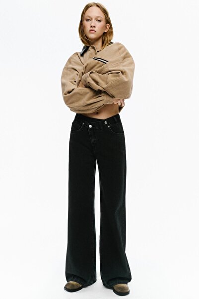 Pull & Bear Çapraz kemerli geniş paça jean