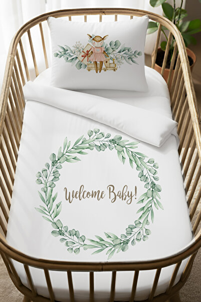 Little Hippo طقم غطاء لحاف سرير الأطفال مصنوع من القطن بنسبة 100% مقاس 60x100