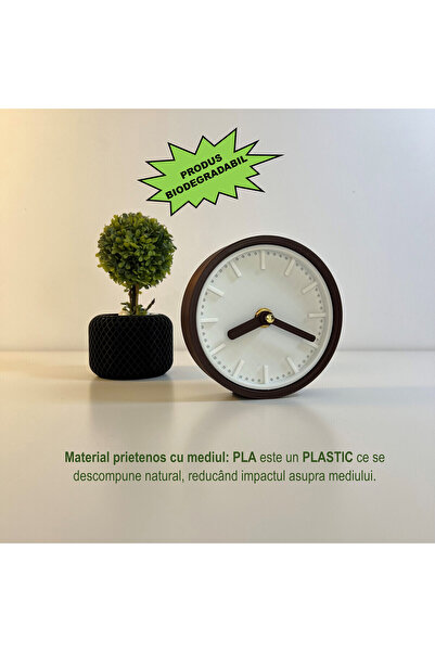 OEM Desk clock, silent, 11 cm, brown, 3D printed from PLA (Bioplastic) (1039)