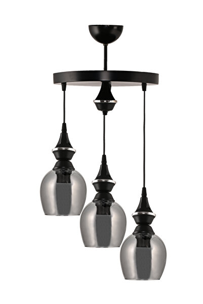 Genel Markalar Üçlü Pera Sarkıt Avize Füme Camlı, şık ve modern tasarım