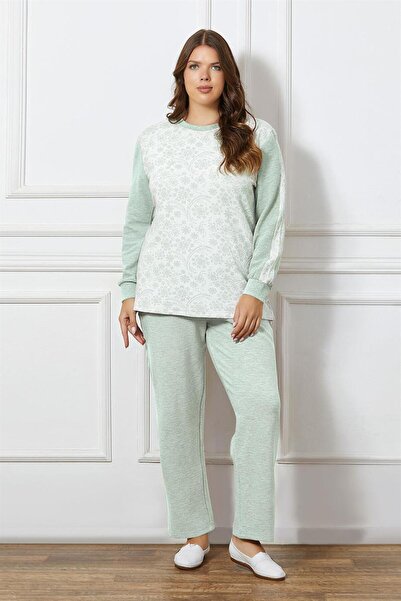 FLZ Battal Big Size Long Sleeve Winter Pajama Set Dowry B09-124