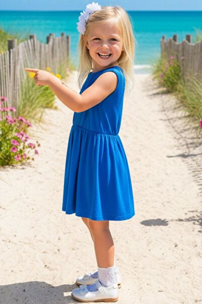 Parla Kids 0002 - Дівчача сукня Saks синя з білою шпилькою