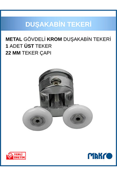 GLASSMAKRO Duşakabin Tekerleği Üst Teker Metal Gövde Teker Çapı 22 MM