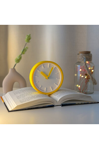 OEM Desk clock, silent, 11 cm, yellow, 3D printed from PLA (Bioplastic) (1032)