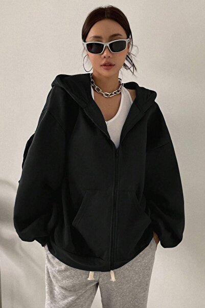 Know Černý dámský cardigan s kapucí na zip