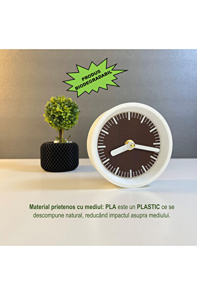 OEM Desk clock, silent, 11 cm, brown, 3D printed from PLA (Bioplastic) (1028)