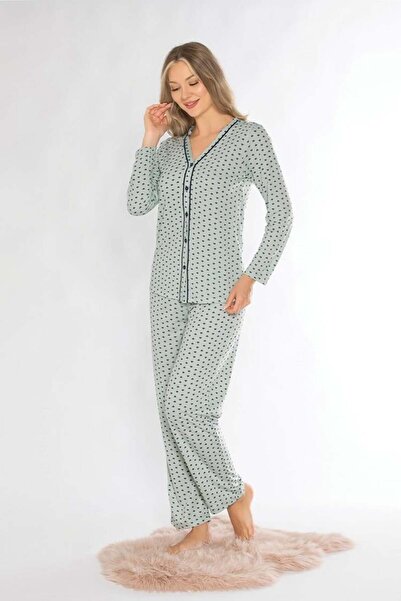 Alperi Boydan Buttoned Seasonal Long Sleeve Pajama Set 790-70