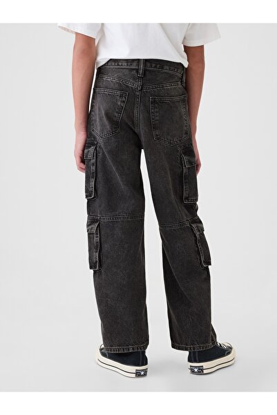GAP Erkek Çocuk Siyah Double Kargo Baggy Jean Pantolon