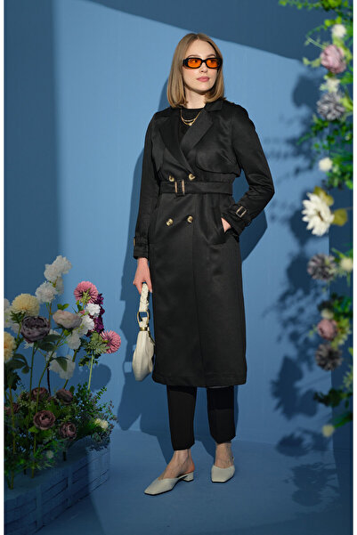 Fatma Atasoy Klasik Siyah Trençkot