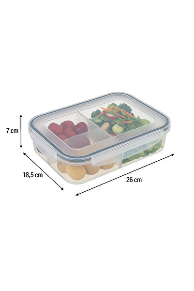 Emofom Fresh Box Food Storage Container with Compartments 1900 ml Leakproof Lunch Box (26 X 18.5 X 7 cm)