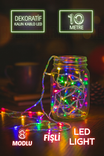 Huzur Party Store Karışık Renkli Işıklı Ramazan Bayramı Işığı Süsü Led 10 Met...