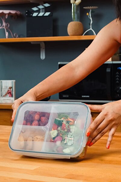 Emofom Fresh Box Food Storage Container with Compartments 1900 ml Leakproof Lunch Box (26 X 18.5 X 7 cm)