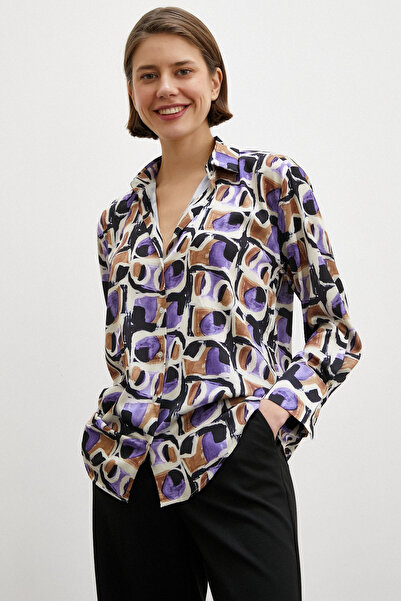 Never more Van Gogh Patterned Shirt Purple