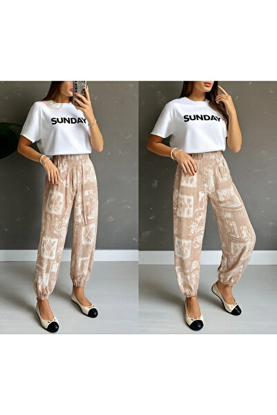 KentselBazaar بنطلون سوبريم منقوش للنساء