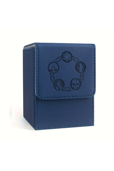 Choice Blue-Gray Card Deck Box, Copyrighted Design，Fits 100+ Single Sleeved Cards, Magnetic Closure PU Leat