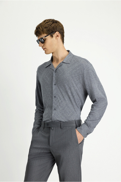 Kiğılı Long Sleeve Regular Fit Patterned Knitted Sports Shirt