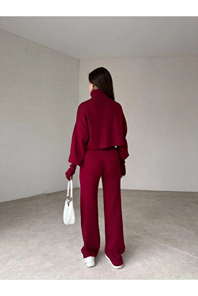 candybia Női bordó ujjas kötöttáru szett