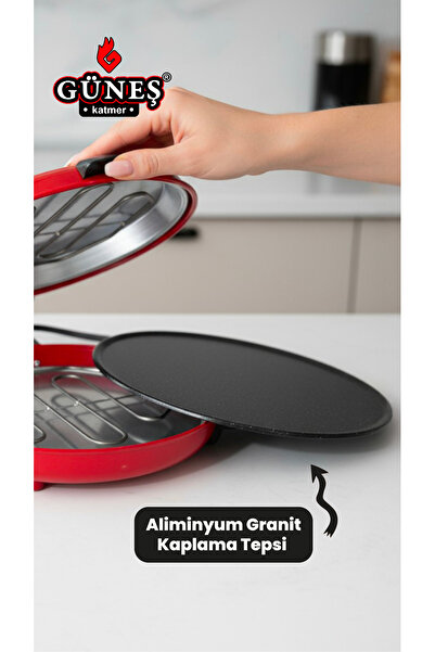 GÜNEŞKATMER Multıcooker 10 in 1 Pizza Lahmacun ve Tandır Ekmeği Makinesi I Yapışmaz granit tepsi