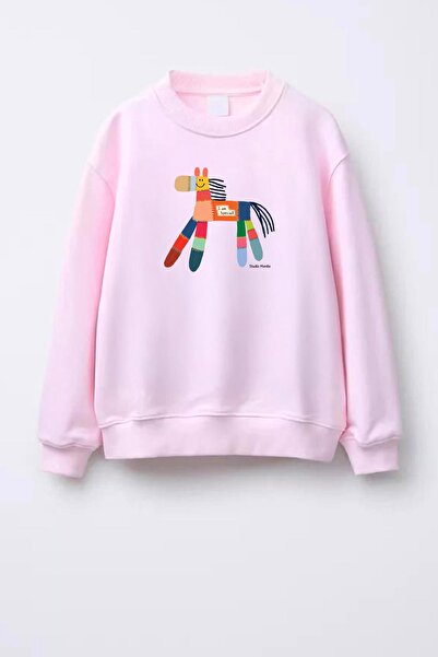 Monila Unisex Çocuk Baskılı 3 İplik Kumaş Pamuklu Sweatshirt