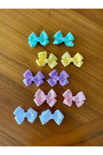 EGOMİ 10 Colorful Bow Hairless Baby Clips