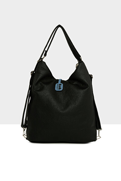 Bagmori Μαύρη γυναικεία τσάντα με μαλακή υφή με λεπτομέρεια με λουράκι και χαλαρή πλάτη M000008648