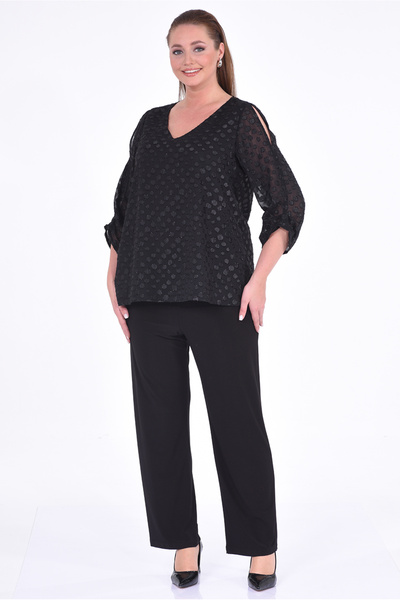 Christine Cotton Club Kadın Siyah Büyük Beden Pantolon