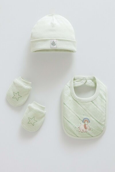 Caramell Good Baby Mama Bib Gloves Hat Set Green