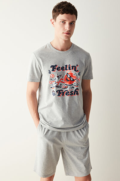 Penti Fresh Şortlu Gri Melanj Pijama Takımı