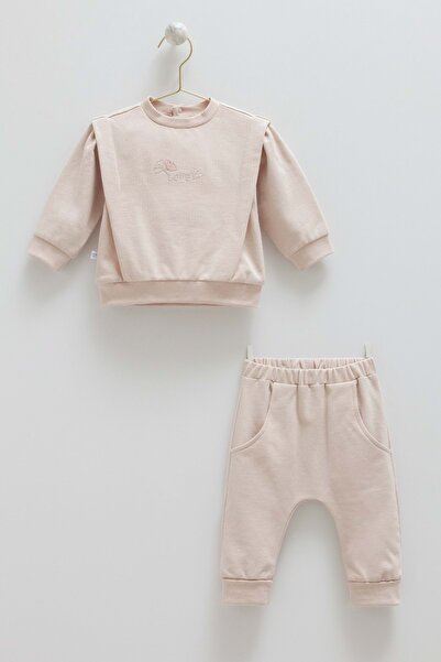 Caramell Petite Baby Love Embroidered Bottom and Top Set Mink