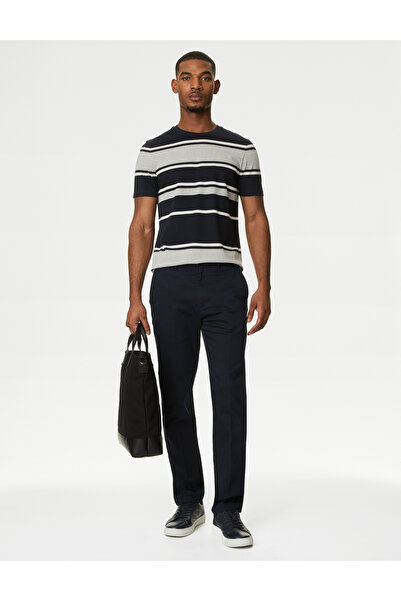 Marks & Spencer Saf Pamuklu Kısa Kollu Dokulu T-Shirt