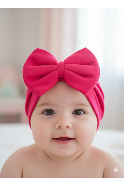 Jasminya FİYONKLU LİKRALI ÇİFT KAT KIZ BEBEK PENYE BONE (FUŞYA RENK)