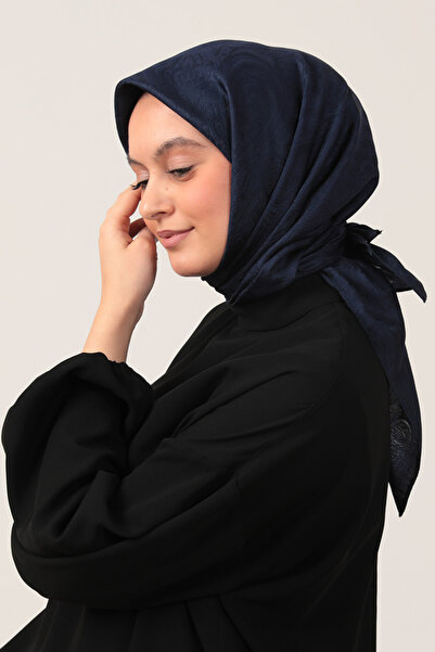 ipekistanbul Eșarfă jacquard cu două fețe mătăsoase - bleumarin