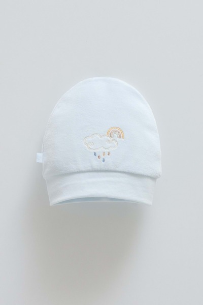 Caramell Star Point Embroidered Velvet Beret Blue