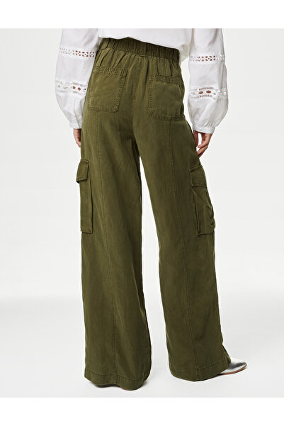 Marks & Spencer Wide Leg Keten Kargo Pantolon