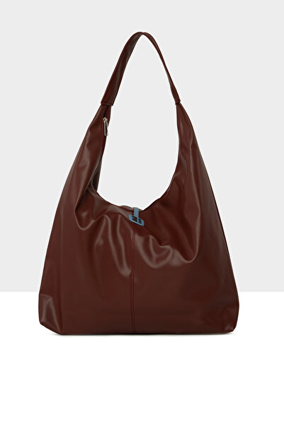 Bagmori Claret Red Women's Soft Textured Oval Maxi Size Shoulder Bag M000008651