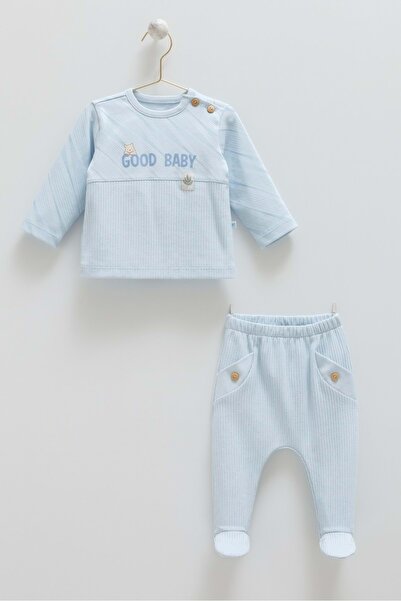Caramell Good Baby Shoulder Buttoned Bottom Top Set Blue