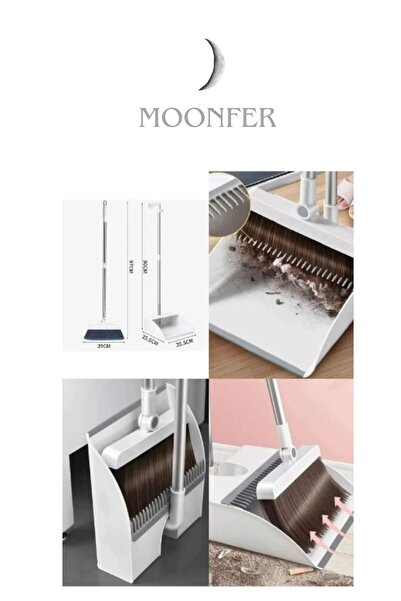 MOONFER طقم مكنسة منزلية قابلة للطي ومجارف