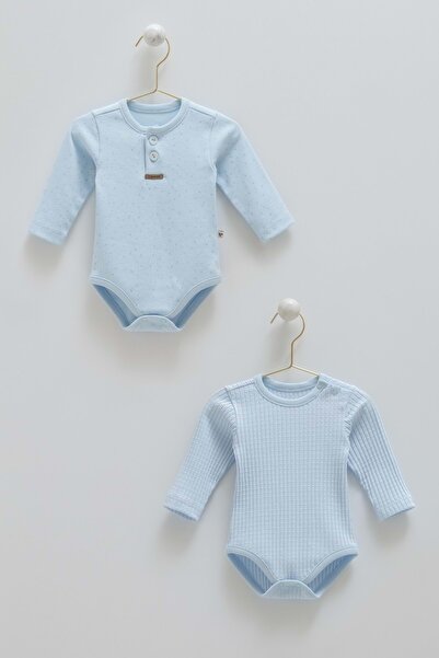 Caramell Soft Color Long Sleeve Double Body with Snap Buttons Blue