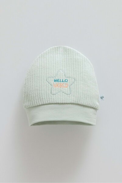 Caramell Color World Embroidered Men's Knitwear Beanie Green