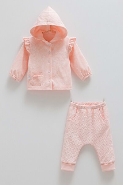 Caramell Tiny Lace Hooded Double Bottom Top Set Pink