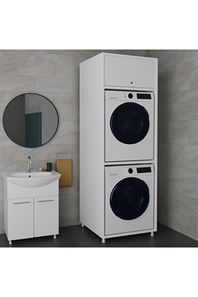 Alfimo Mobilya ÇAMAŞIR&KURUTMA MAKİNESİ DOLABI MDF BEYAZ