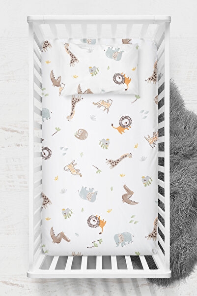 Wheeppo طقم ملاءات جاهزة من القطن 100% - سرير جانجل بارك 70x120 35x45