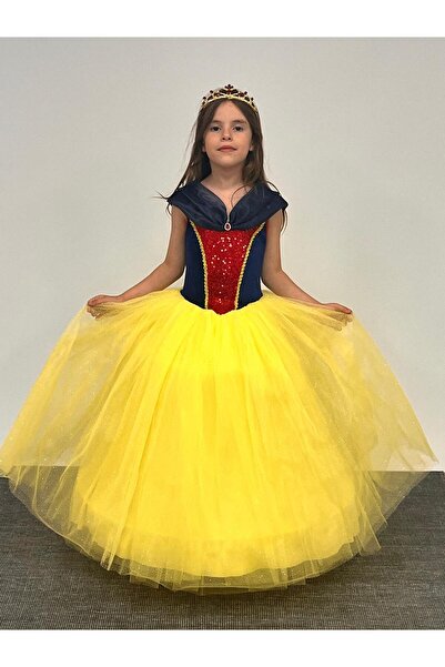 BUTİKHAPPYKİDS Pamuk Prenses Kostümü Kasnaklı Prenses Elbisesi 3-8 Yaş