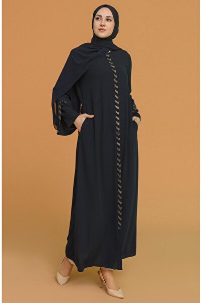 GÖZDE GİYİM SARI TAŞLI KREP FERACE