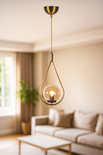 VENON AYDINLATMA Damla Tekli Kent Tekli Eskitme Glop Bal Camlı Modern Tekli Sarkıt Avize