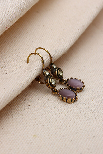 Süspüs Accessories Lila Renk Taşlı Sallantılı Otantik Küpe