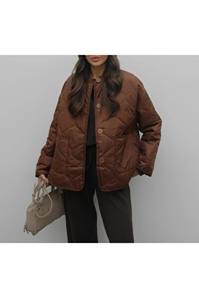 nidistore سترة مبطنة باللون البني