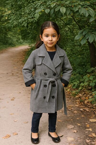 Montisu % 100 Pamuk Unisex Çocuk Trençkot Ekstra Rahat Kalıp